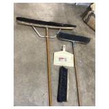 2 push brooms, push broom head, & dust pan