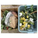 Artificial Flowers, Basket, Raffia