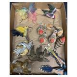 Bird Christmas Ornaments, wood  glass &