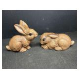 2 ceramic bunnies.  Tallest is 5in