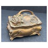 Vtg Benedict metal hinged lid jewelry box