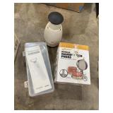 Electric Peeler, OXO hand chopper, & burger press