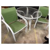 Metal & Glass Patio Table & (4) Outdoor Chairs