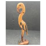 Hand carved wood bird (Pelican?), 15in tall