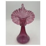 Fenton cranberry Jack-in-the-Pulpit glass vase
