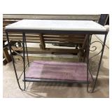 Wrought iron sofa table w/wood top