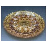 Tiara Amber Sandwich Glass deviled egg server