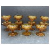 Tiara Amber Sandwich Glass low sherbet cups (11)