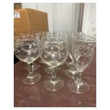 Etched Wine Glass Stemware 5.5in tall