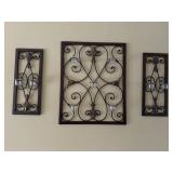 Metal wall hanging decor with candle inserts