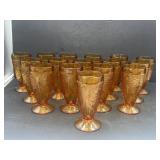 Tiara Amber Sandwich Glass iced tea glasses, set