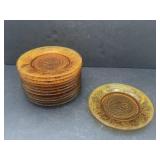 Tiara Amber Sandwich Glass luncheon plates (13)