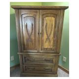 Armoire five drawer wood carved chest