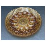 Tiara Amber Sandwich Glass deviled egg server