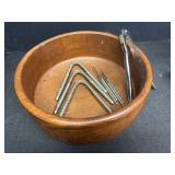 Teak wood bowl with nut crackers