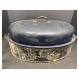 Vtg. Enamel Roaster w/ lid