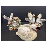 Enesco & Connoisseur Swan Figurines & Clock