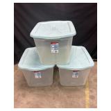 3 Rubbermaid 18gal Totes