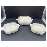 6pc set Corning Ware, Blue Cornflower.    1 - 10in