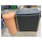 Cloths hamper, trash can, & rags