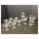 Variety of glass stemware (11), vase & Golden