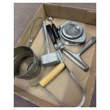 Kitchen Utensils - masher, sifter, peelers, misc