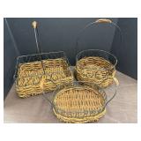 (3) wicker & wire baskets