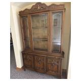 Lighted china hutch applied wood markings