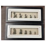 Giraffe and monkey 3D wall art shadow boxes