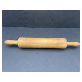 Vtg solid wood rolling pin, 17in overall length