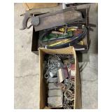 Hand saw, loose blades, chains, nails, hooks,