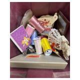 Curling ribbon, photo albums, Christmas sleigh