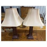 Pair of poly wood inlay  table lamps
