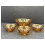 Tiara Amber Sandwich Glass berry bowl set of 4