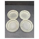 Set of 4 frosted glass ashtrays.  4.5in diameter