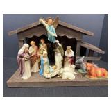 (12) piece Nativity Set w/ Wood Stable