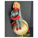 Vtg Knee Hugger Christmas Elf sitting on