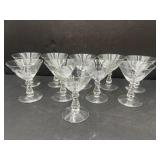 Set of 10 etched blown glass liquor cocktail