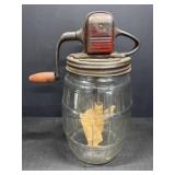 Antique Glass Barrel Butter Churn