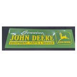 John Deere embossed metal sign, 42 x 13in.