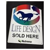 Nutrena Life Design embossed metal adv. sign,