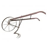 Primitive Single Wheel Push Cultivator Plow