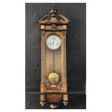 Antique Regulator Walnut, Burled Wall Clock