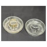 2 Safeway glass chicken waterer bases, chips on