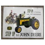 JD 730 Step Up to Farming Tin Sign