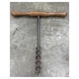 Primitive T Handle Barn Beam Wood Auger