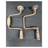 (2) Primitive Hand Crank Wood Brace Drills
