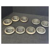 9- 4' Glass Coaster w/ Sliver Plated Trim