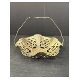 Pierced Silver Plated Basket Bowl W/ Handle , 7'