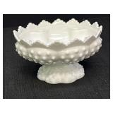 6.5' Hobnail Milk Glass Candle Bowl